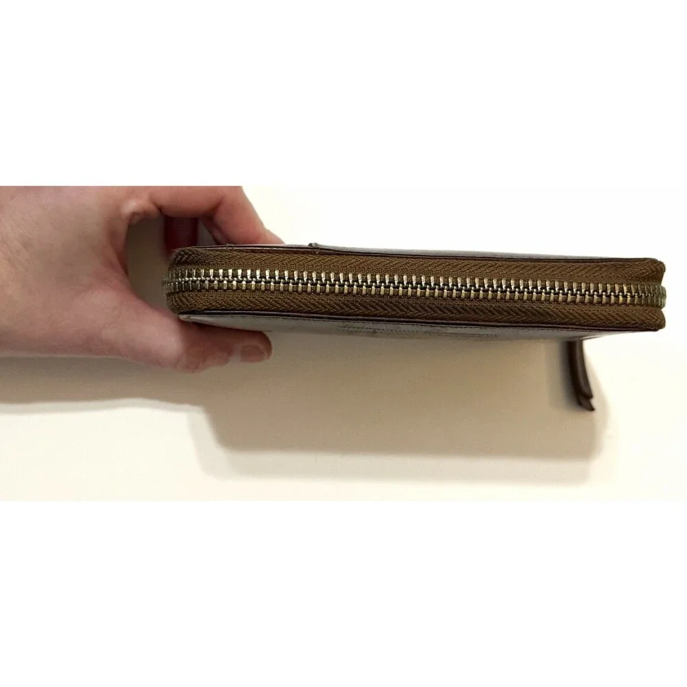European Brown Leather Zip Wallet Coin Pocket Menzo Austria Heritage